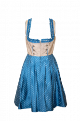 traditionelles Dirndl Baumwoll-Leinen beige-blau