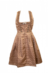 Midi-Dirndl gold mit dezemtem Muster und Rschenabschluss