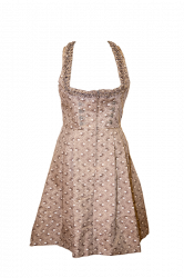 Midi-Dirndl gold mit dezemtem Muster