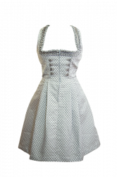 ausgefallenes Midi-Dirndl weiss-graues grafisches Muster