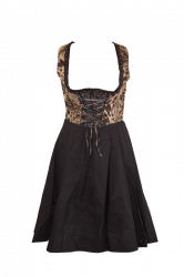 schwarzes Dirndl Midi mit Leoparden-Muster