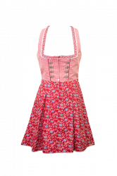 rotes Retro-Dirndl mit Karo und Blumen