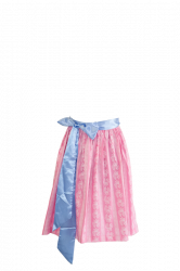 rosa Dirndl-Schürze mit weißem Muster und mit blauem Satin-Band