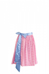 rosa Dirndl-Schrze mit weiem Muster und mit blauem Satin-Band