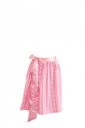 rosa Dirndl-Schrze mit weiem Muster und mit rosa Satin-Band