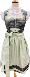 Dirndl_grau-gruen_50cm_gruene_Schuerze_weisse_Bluse