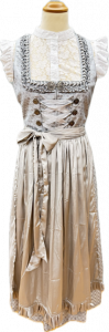Dirndl_grau_77cm_goldene_Schuerze_weisse_Bluse