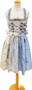graues Midi-Dirndl mit 2 Schürzen weisse Bluse