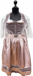 graues Samt-Midi-Dirndl große Größe mit goldener Schürze