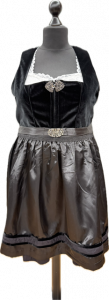 schwarzes Samt-Midi-Dirndl große Größe mit Schürze