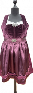 weinrotes Samt-Midi-Dirndl große Größe mit Schürze